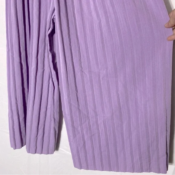 Women’s Lilac Purple Wide Pleated Leg Jumpsuit With Puff Sleeves S - Picture 12 of 16
